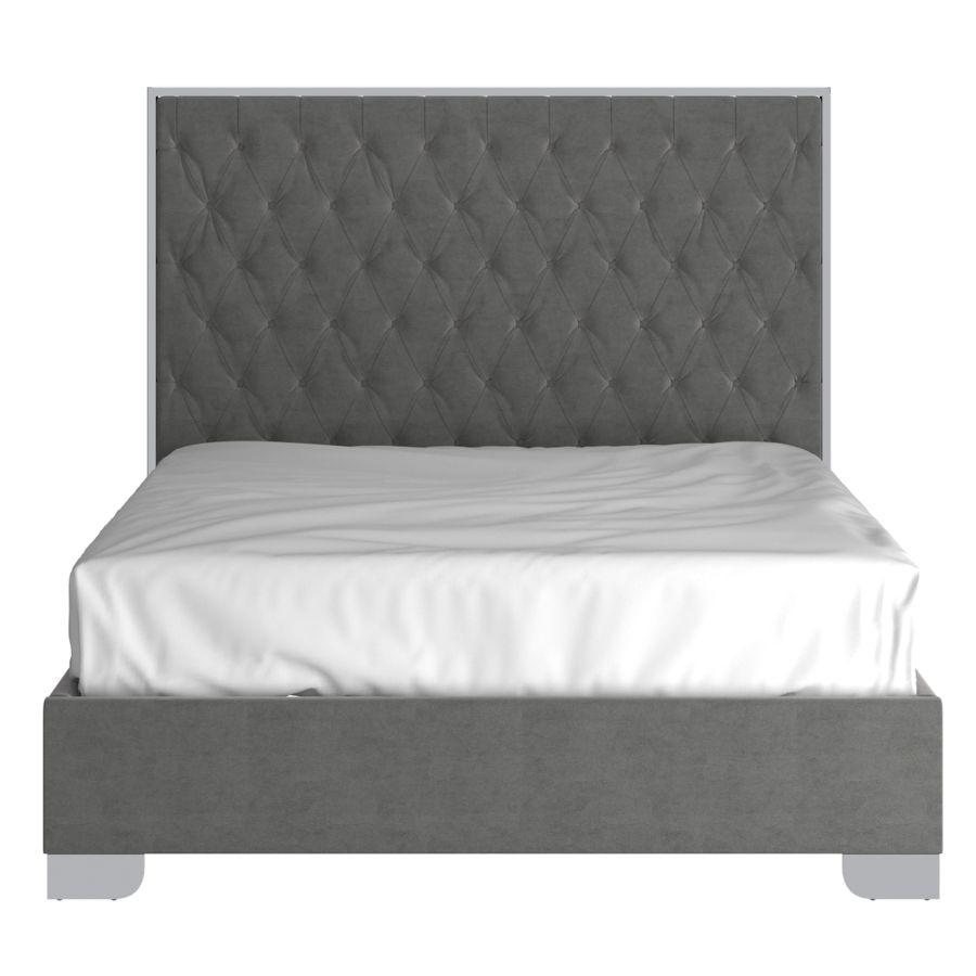 Lit Queen 60" Lucille en gris et argent ( Meuble Mtl )