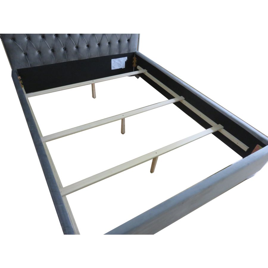 Lit Queen 60" Lucille en gris et argent ( Meuble Mtl )