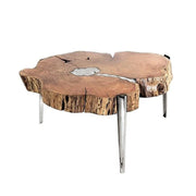 Table à café AKIS XC-4255XL – Finition bois naturel et aluminium