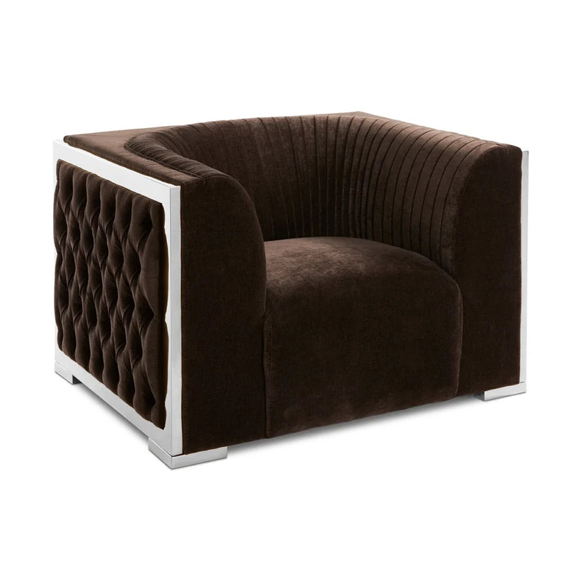 Fauteuil BERGEN GY-AC-8527 Contessa Java avec fini en acier poli