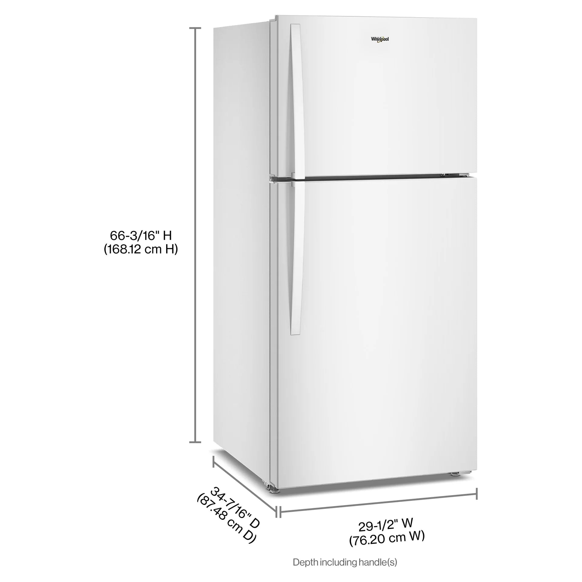 Réfrigérateur Whirlpool 19 pi³ Congélateur Haut 30" Blanc