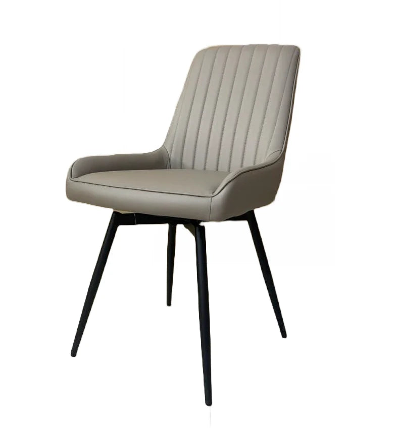 Chaise de salle à manger pivotante Emma en similicuir taupe foncé
