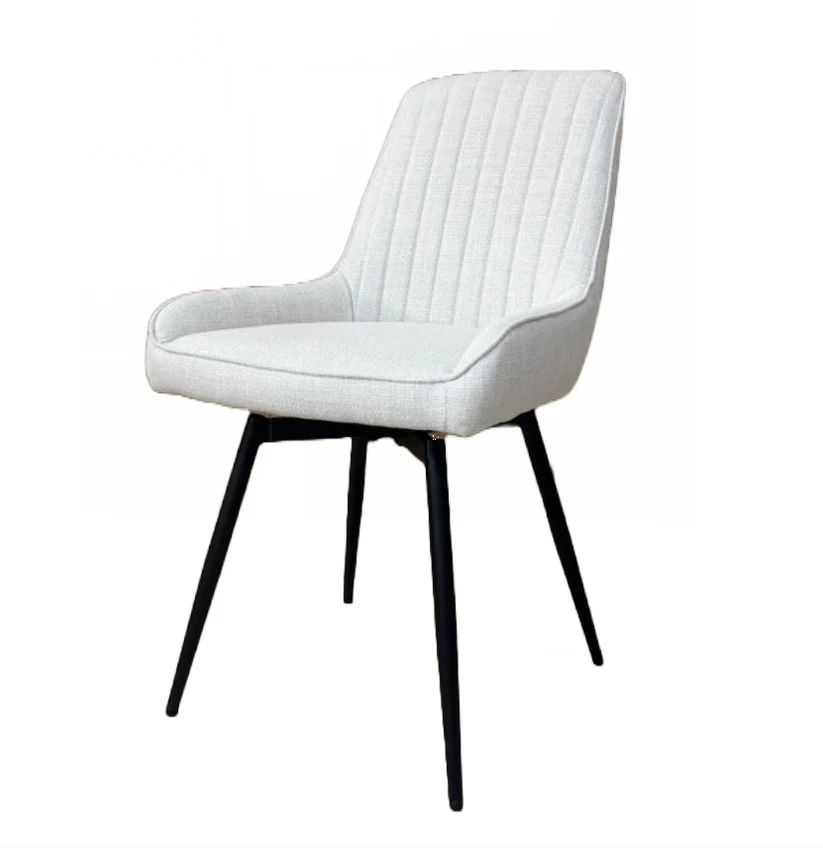 Chaise de salle à manger pivotante EMMA en lin gris pâle