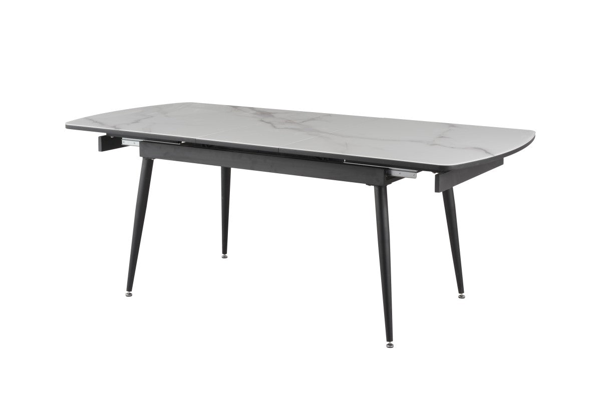 Table à manger extensible blanche Fabian - Effet Marbré