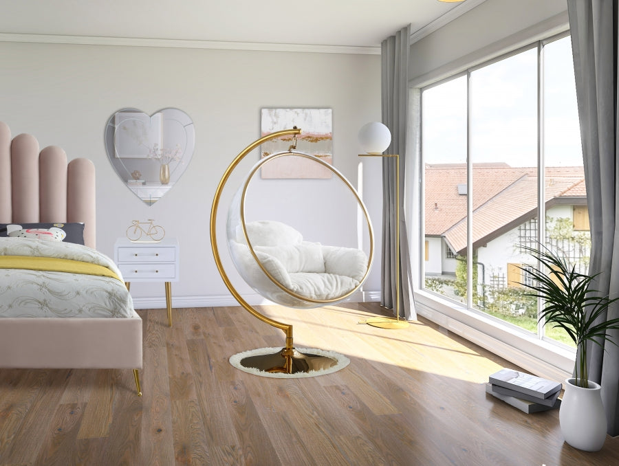 Fauteuil d'appoint pivotant en fausse fourrure Luna en acrylique