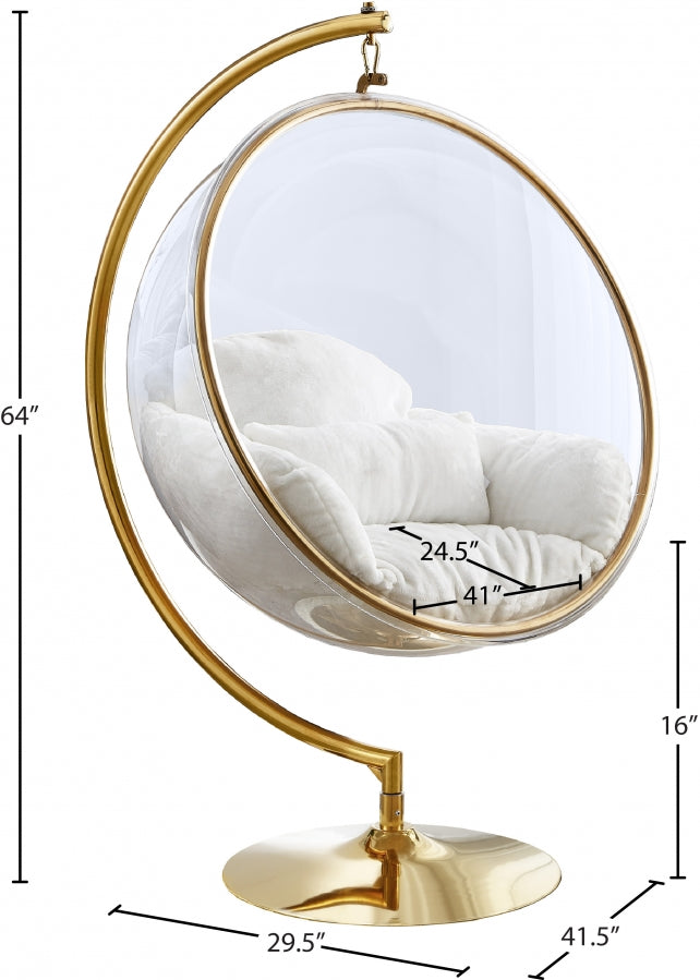 Fauteuil d'appoint pivotant en fausse fourrure Luna en acrylique