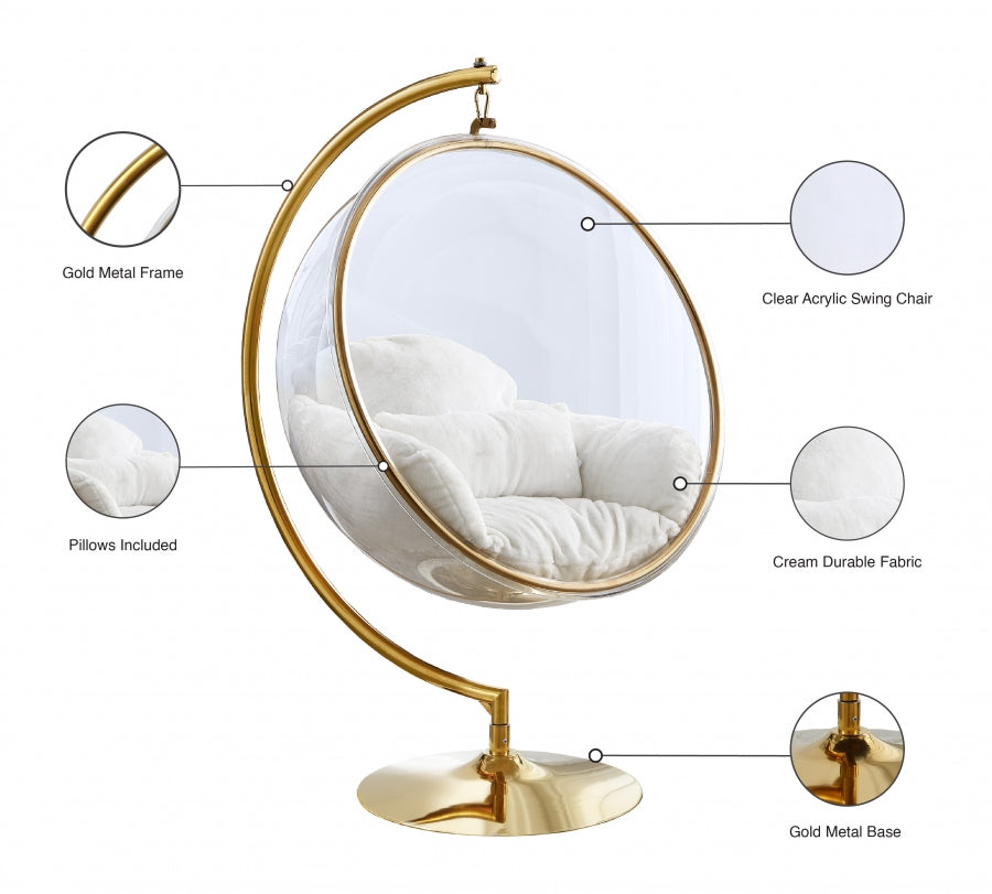 Fauteuil d'appoint pivotant en fausse fourrure Luna en acrylique