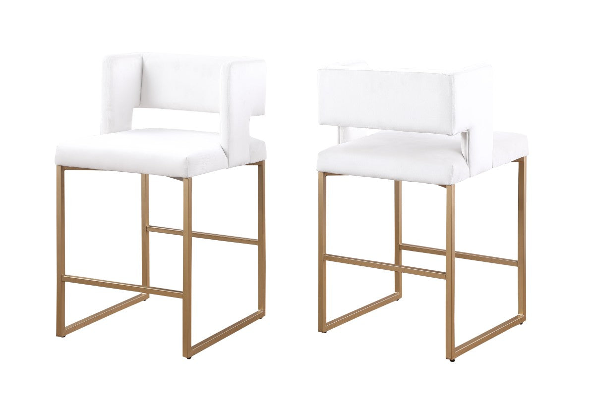 Set de 2 Tabourets de Comptoir Anthony - Velours Beige