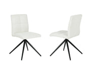 Chaises Ethal en tissu texturé blanc | Dossier capitonné et pattes noires