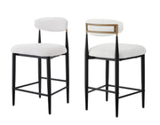 Set de 2 Tabourets de Comptoir Kodi - Blanc et Noir