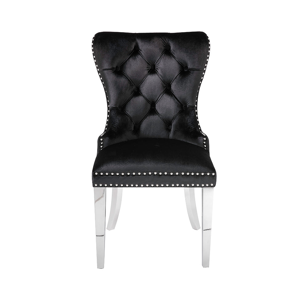 Chaise de salle à manger Euphoria Steel : velours noir