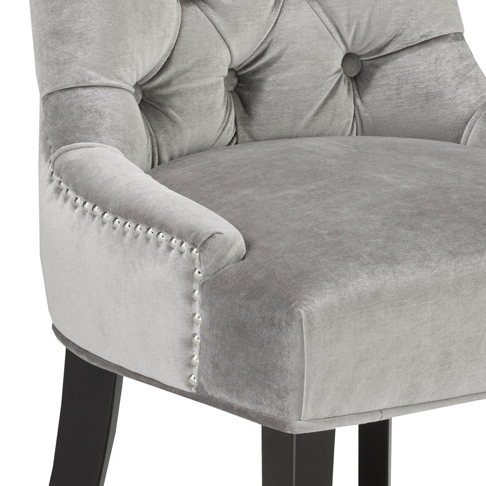 Chaise de salle à manger Petra : velours gris