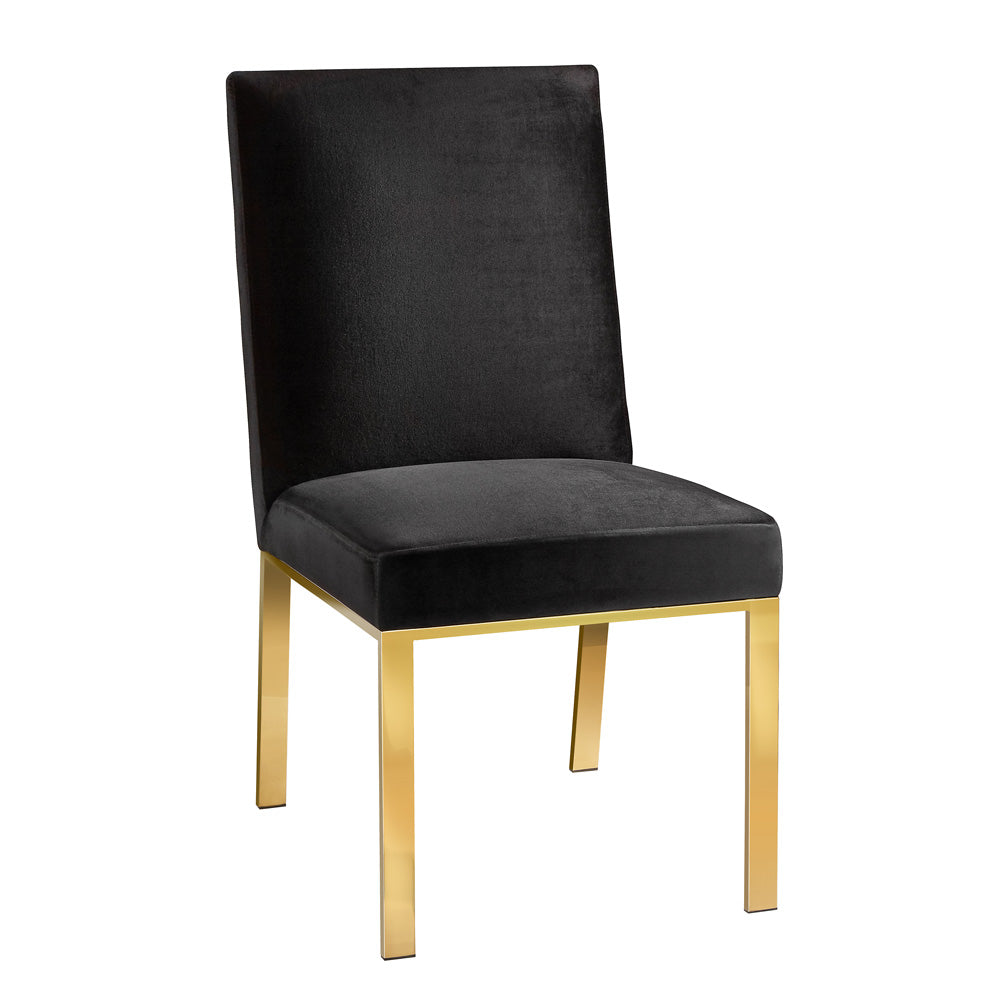 Chaise de salle à manger Wellington Gold : velours noir