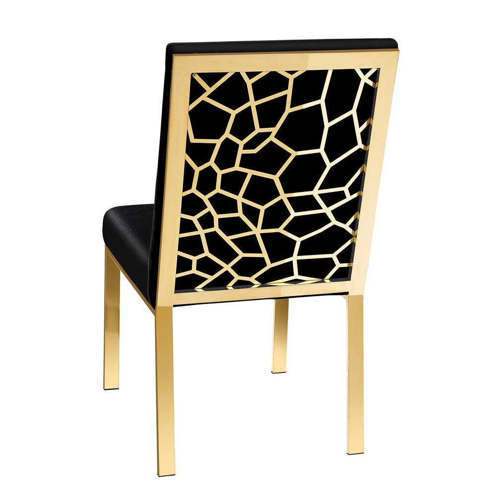 Chaise de salle à manger Wellington Gold : velours noir