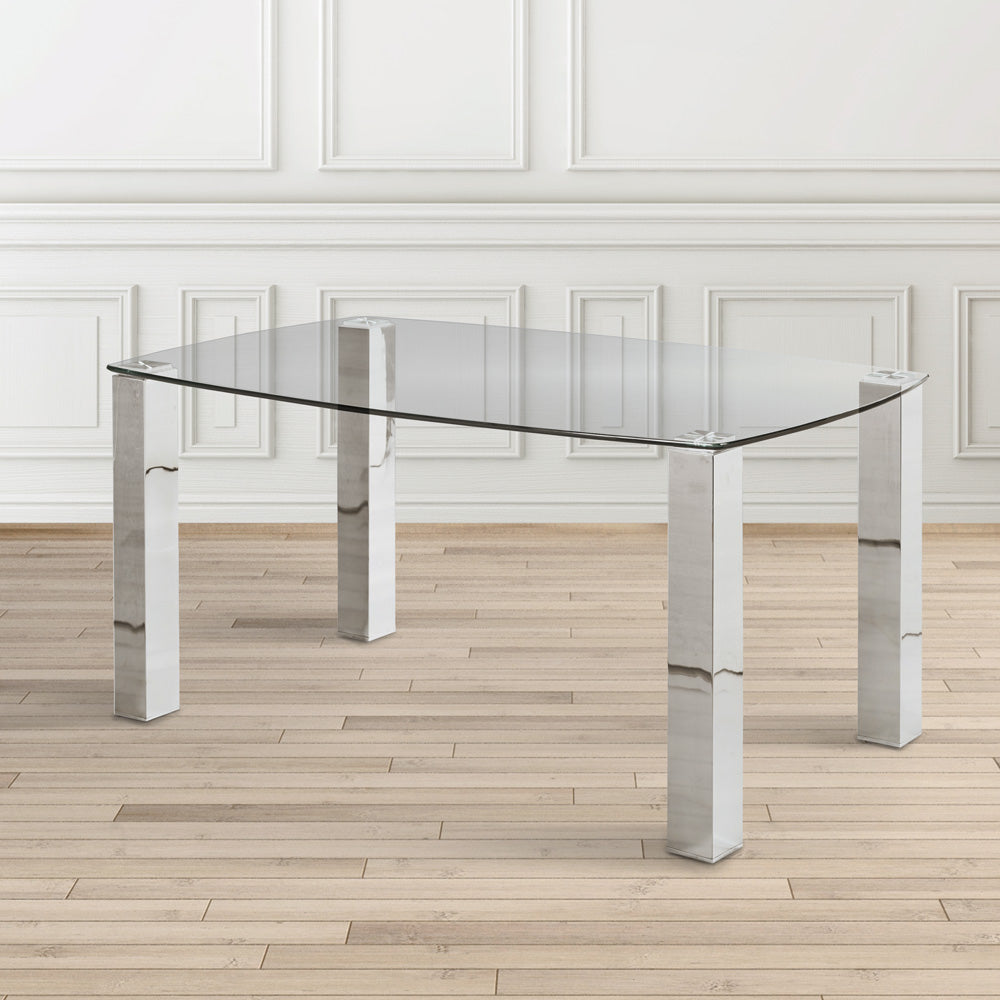 James Dining Table: Polished Steel Legs