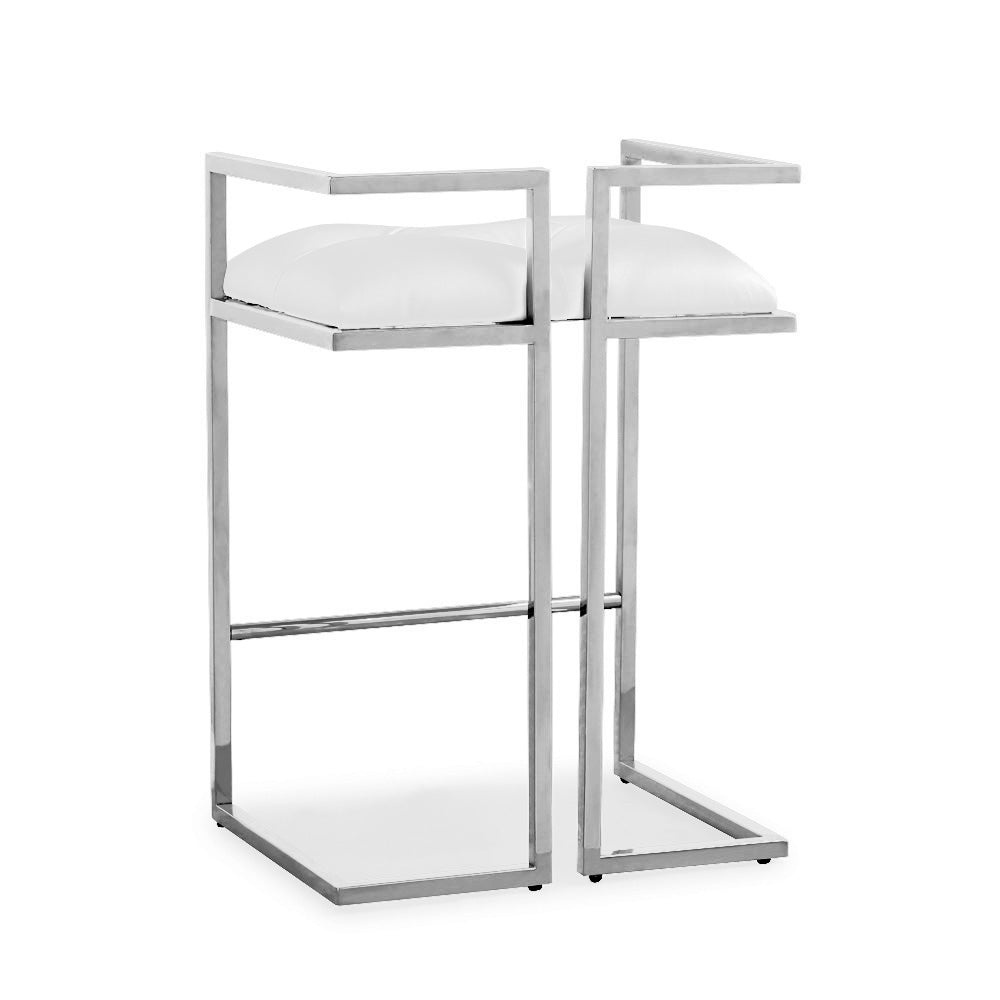 Tabouret de comptoir Coralie : similicuir blanc