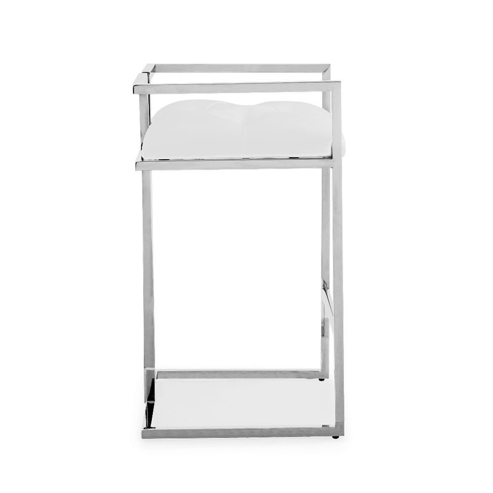 Tabouret de comptoir Coralie : similicuir blanc