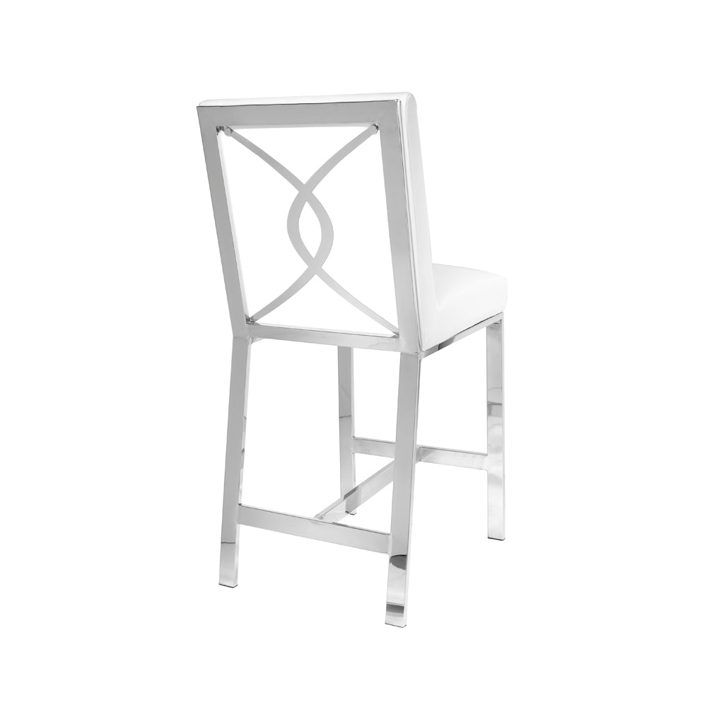 Chaise de comptoir Emiliano : similicuir blanc
