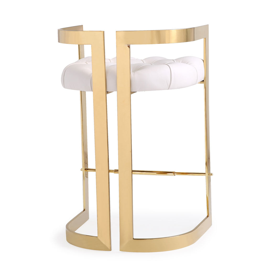 Chaise de comptoir Majestic Gold : similicuir blanc