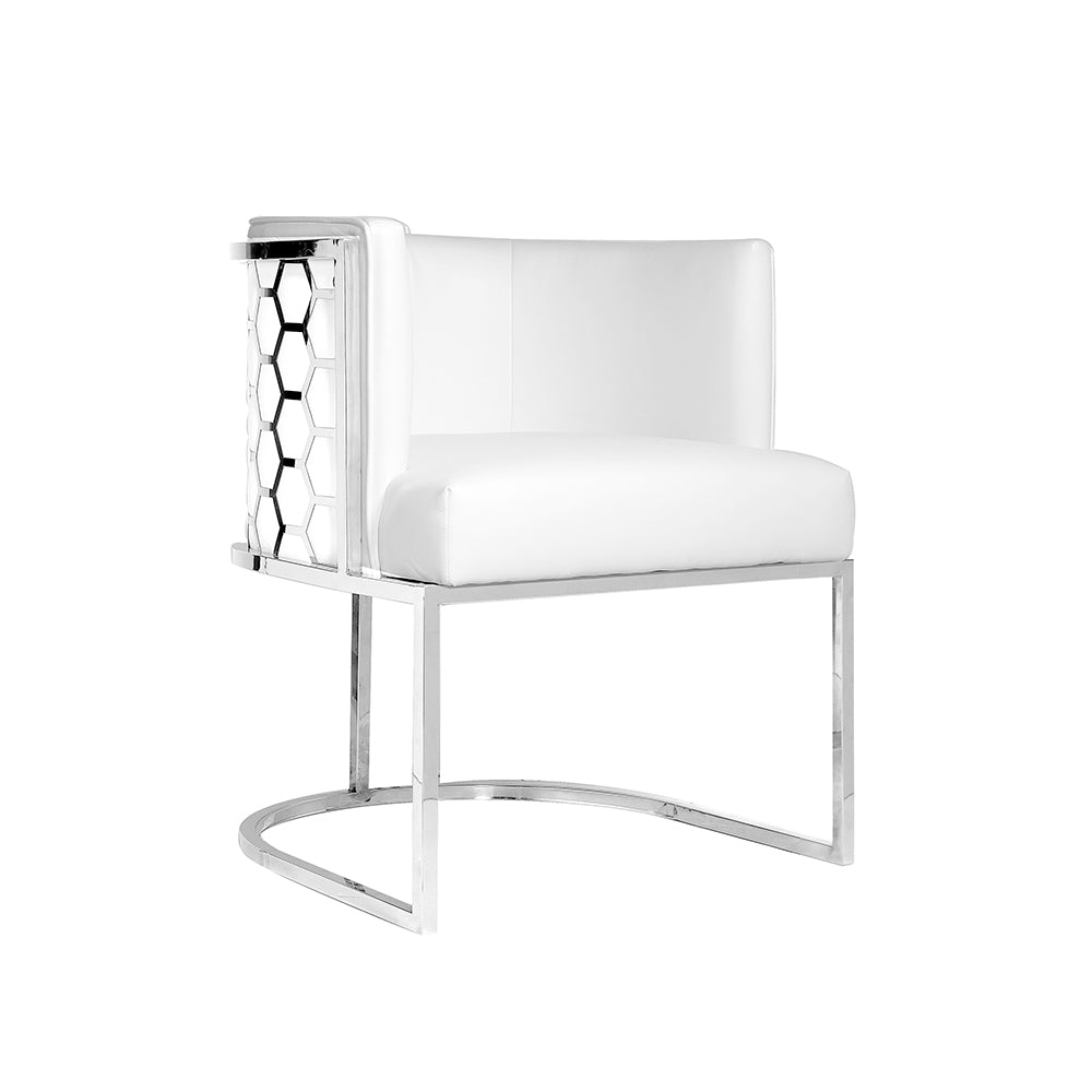 Chaise Chamberlain : tissu PU blanc
