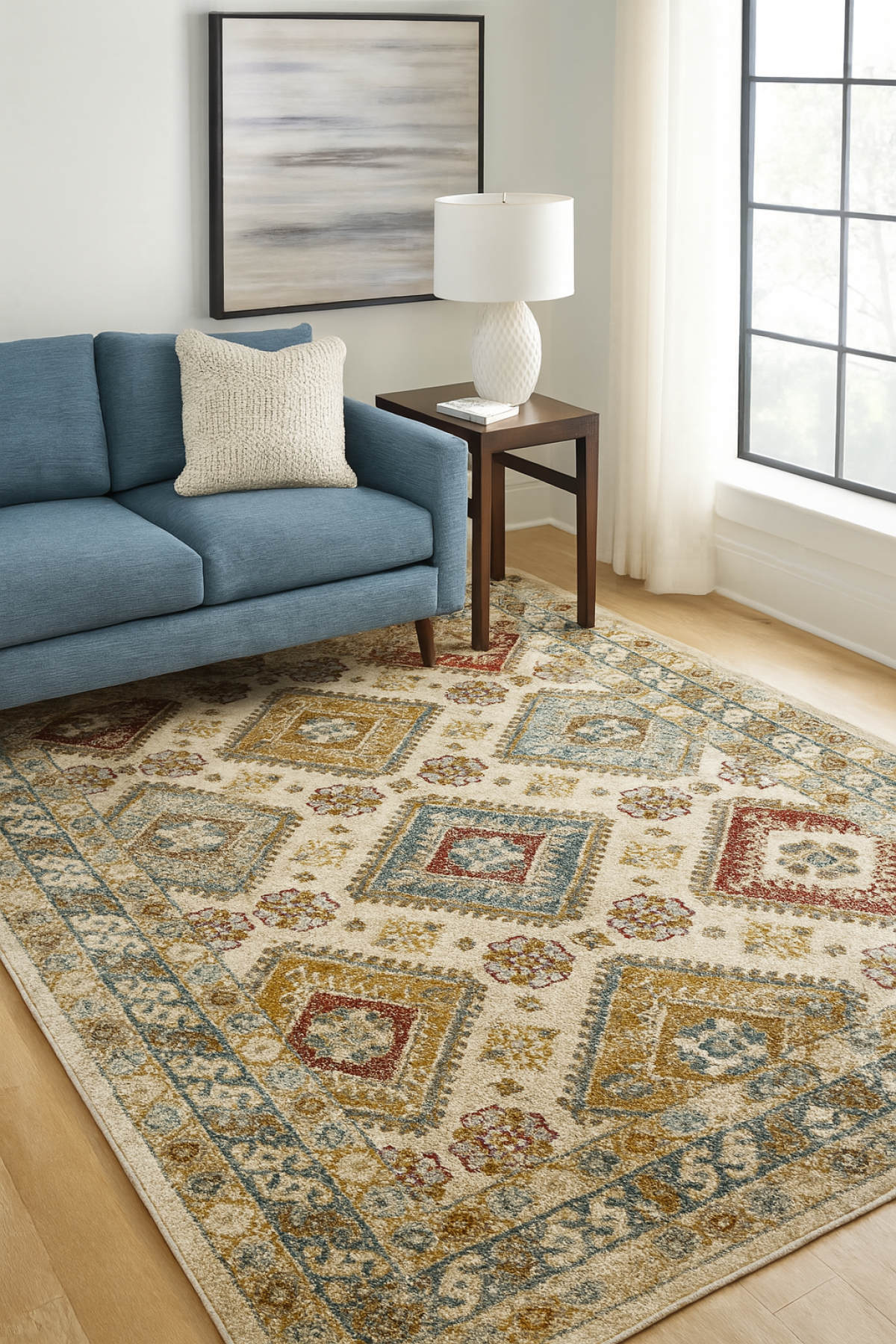 Tapis Maisha 7x9 | Gris et Taupe | Fini Patiné | Egypt