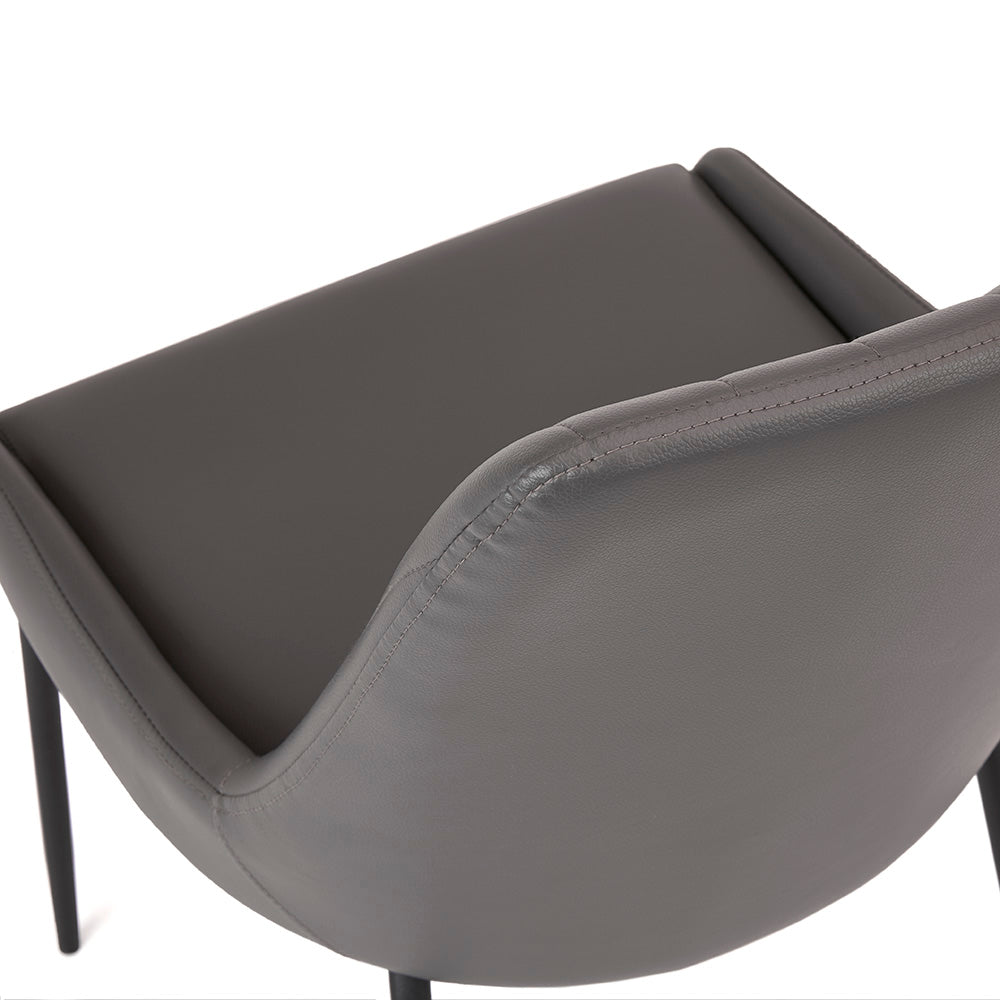 Chaise de salle à manger noire Moira : similicuir gris foncé