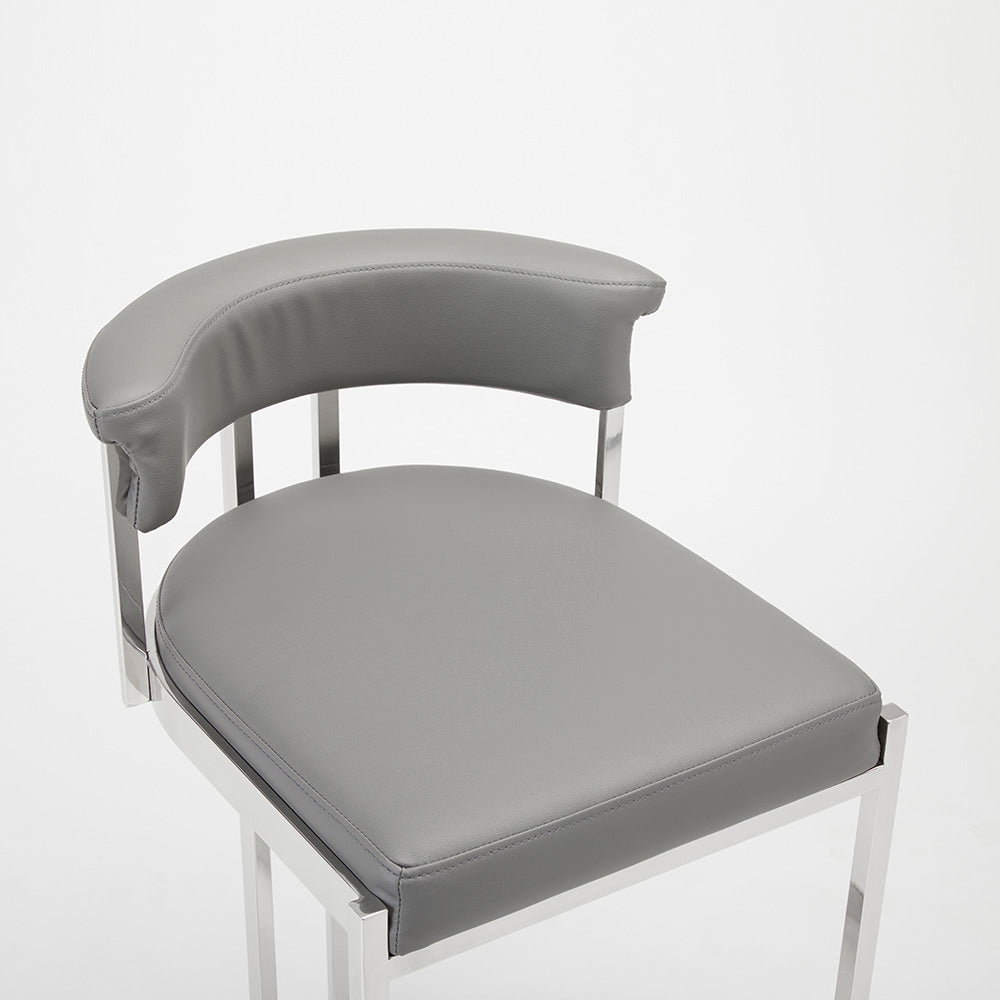 Chaise de comptoir Corona : similicuir gris