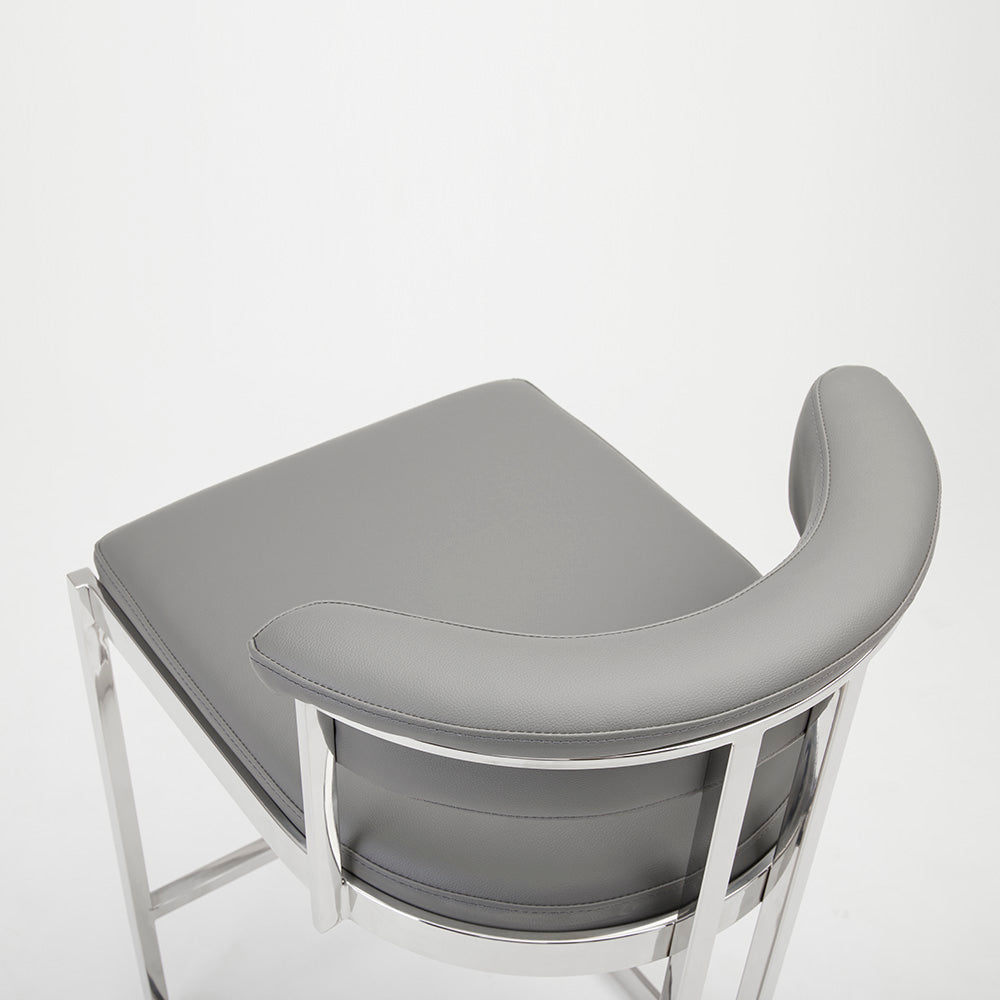 Chaise de comptoir Corona : similicuir gris