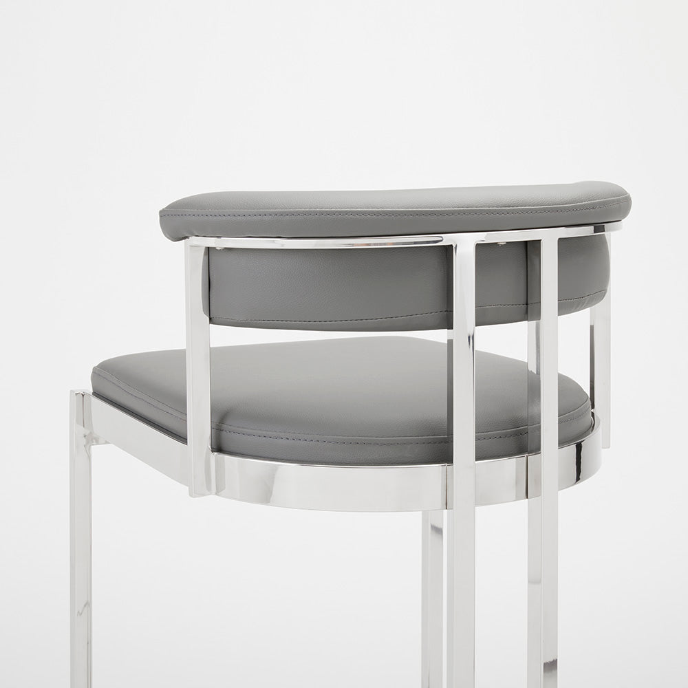 Chaise de comptoir Corona : similicuir gris