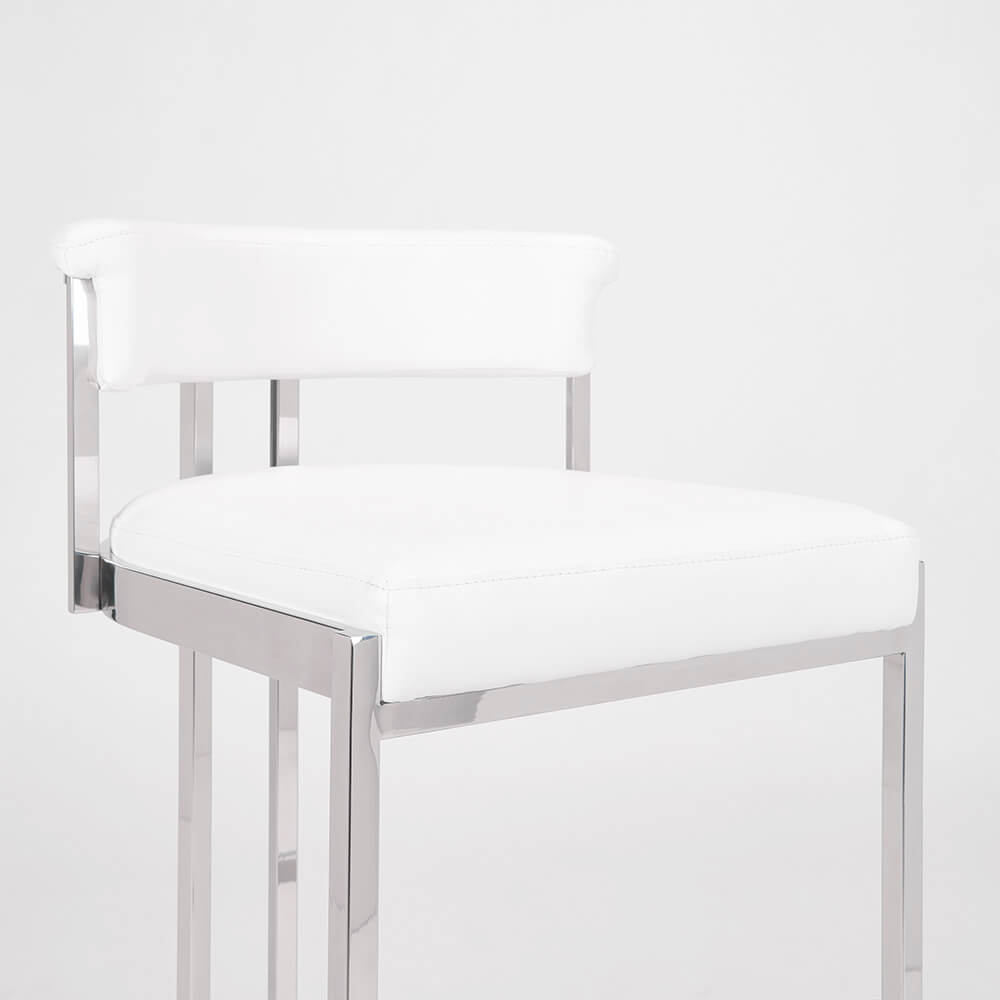 Chaise de comptoir Corona : similicuir blanc