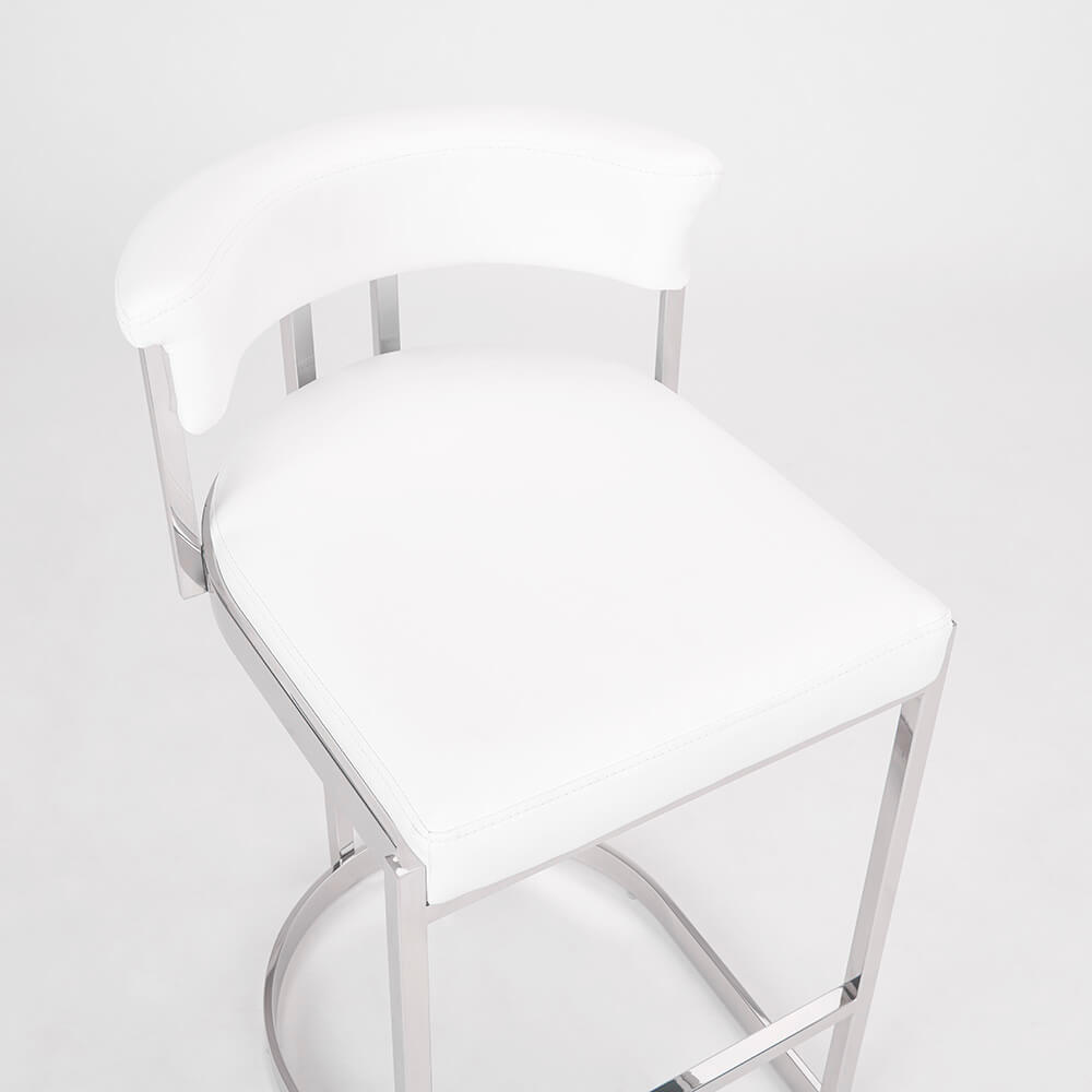 Chaise de comptoir Corona : similicuir blanc