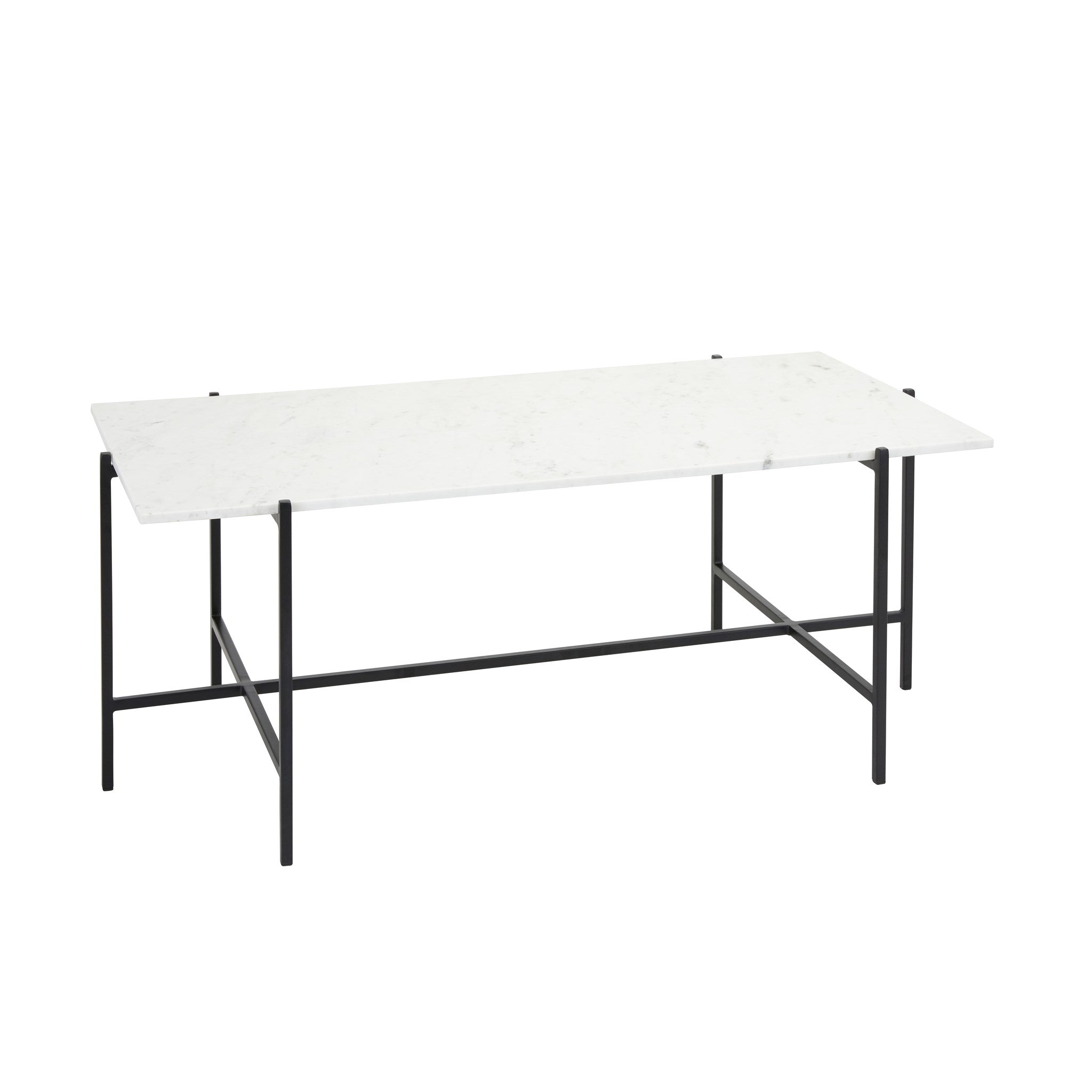 Table basse Ida avec plateau en marbre blanc : cadre noir