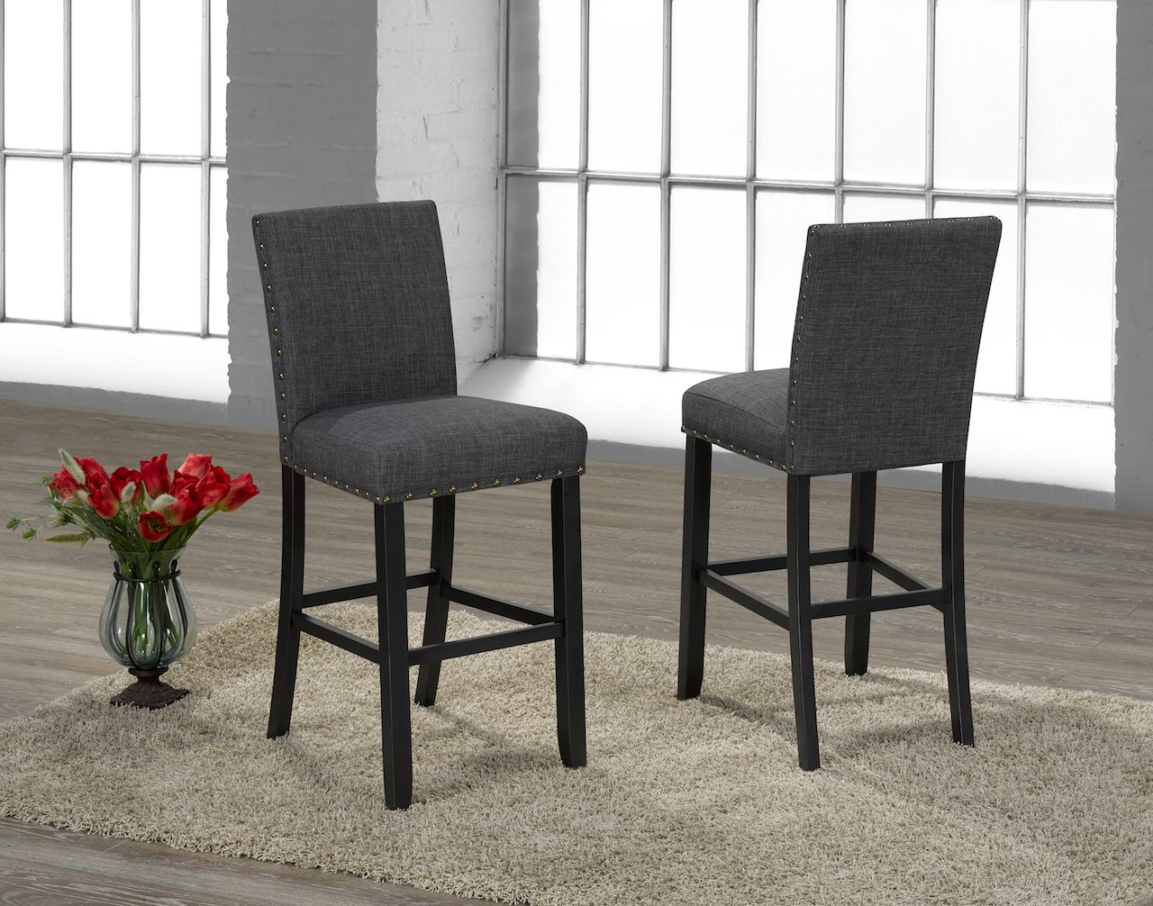 TABOURET DE BAR AVERY 29'' AVEC TISSU GRIS (TABOURET DE BAR ENSEMBLE DE 2) ( Meuble Mtl )