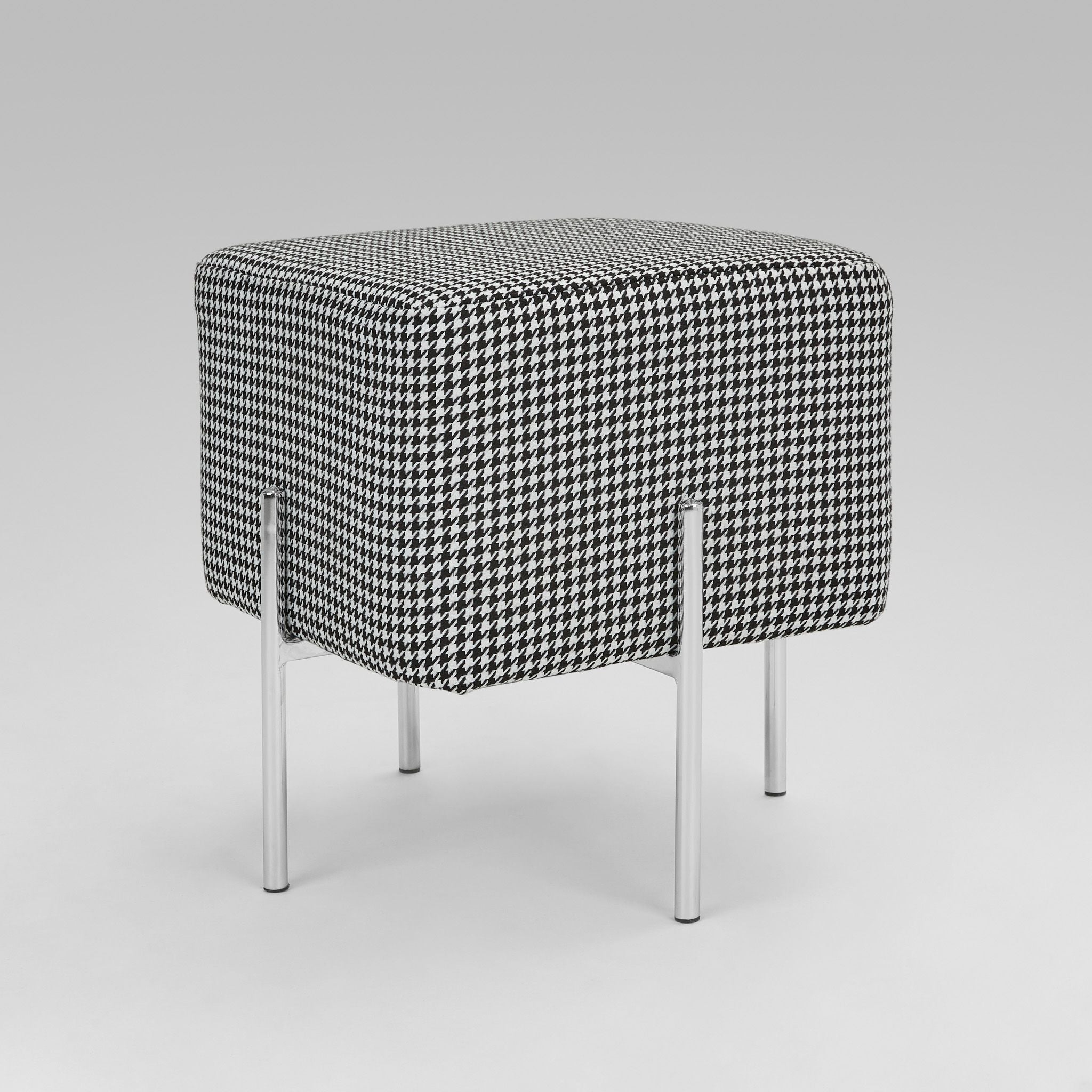 Pouf Kube S : Tissu Dent De Poule Blanc &amp; Noir