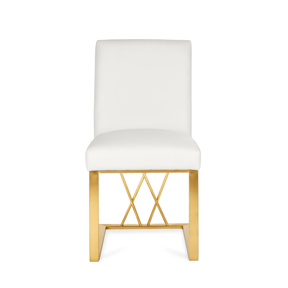 Chaise de salle à manger Martini Gold : similicuir blanc