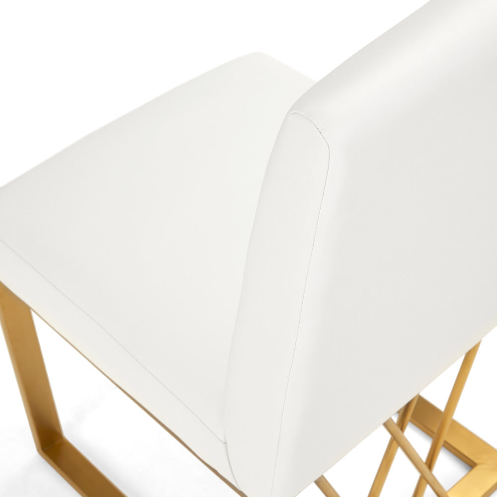 Chaise de salle à manger Martini Gold : similicuir blanc
