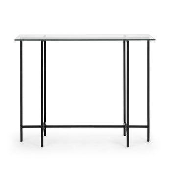 Table console avec plateau en verre Ida : cadre noir