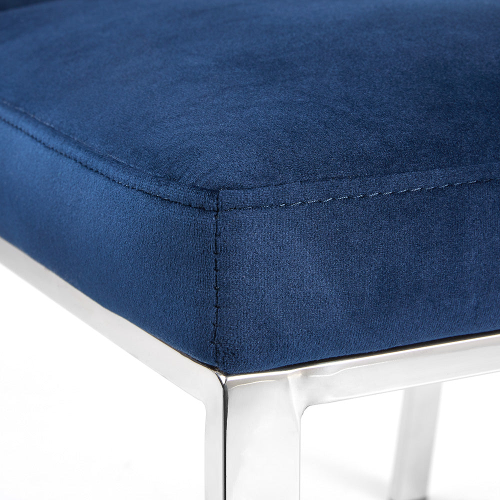 Chaise de salle à manger Riley : velours bleu encre