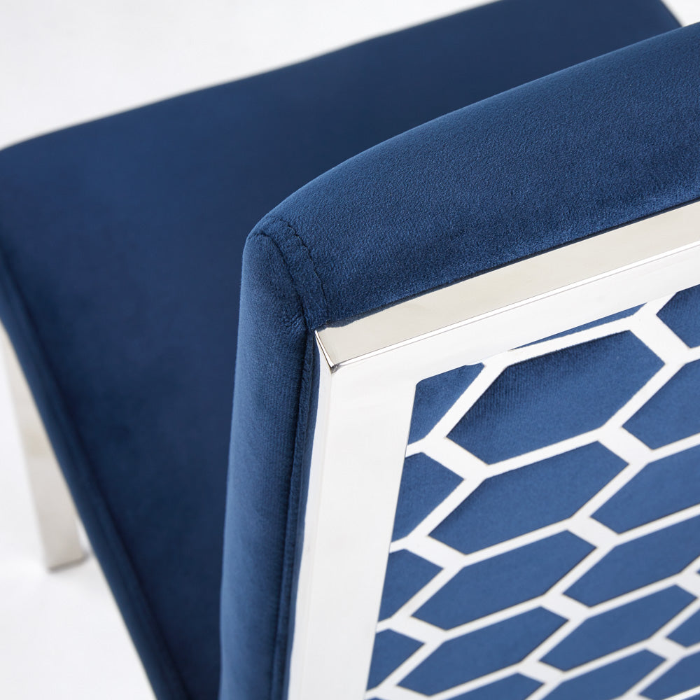Chaise de salle à manger Riley : velours bleu encre