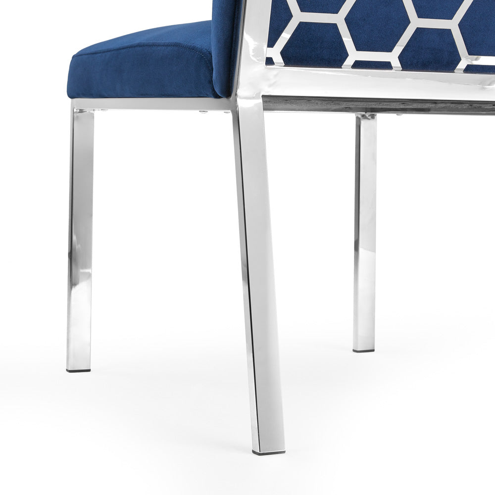 Chaise de salle à manger Riley : velours bleu encre