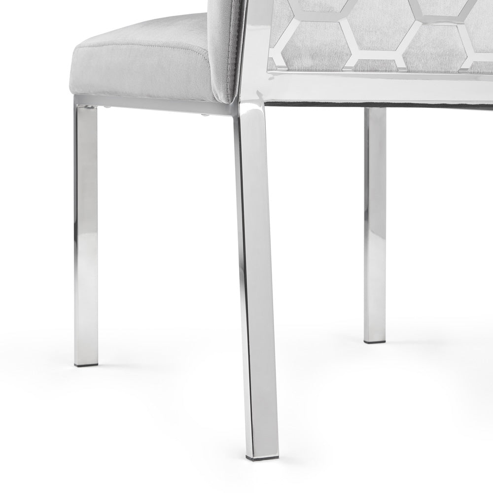 Chaise de salle à manger Riley : velours gris