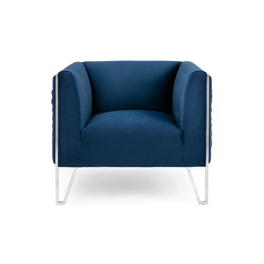 Chaise d'appoint Truro : velours bleu encre