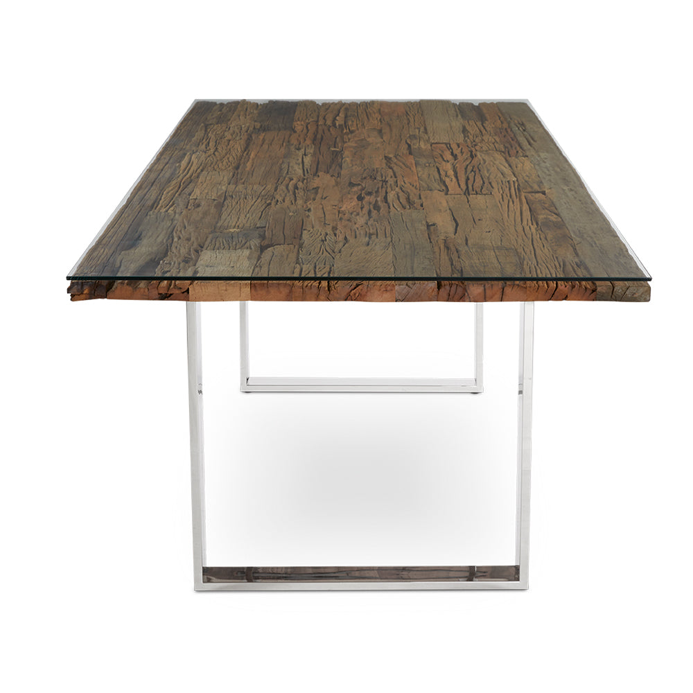 Table à manger en bois de rail
