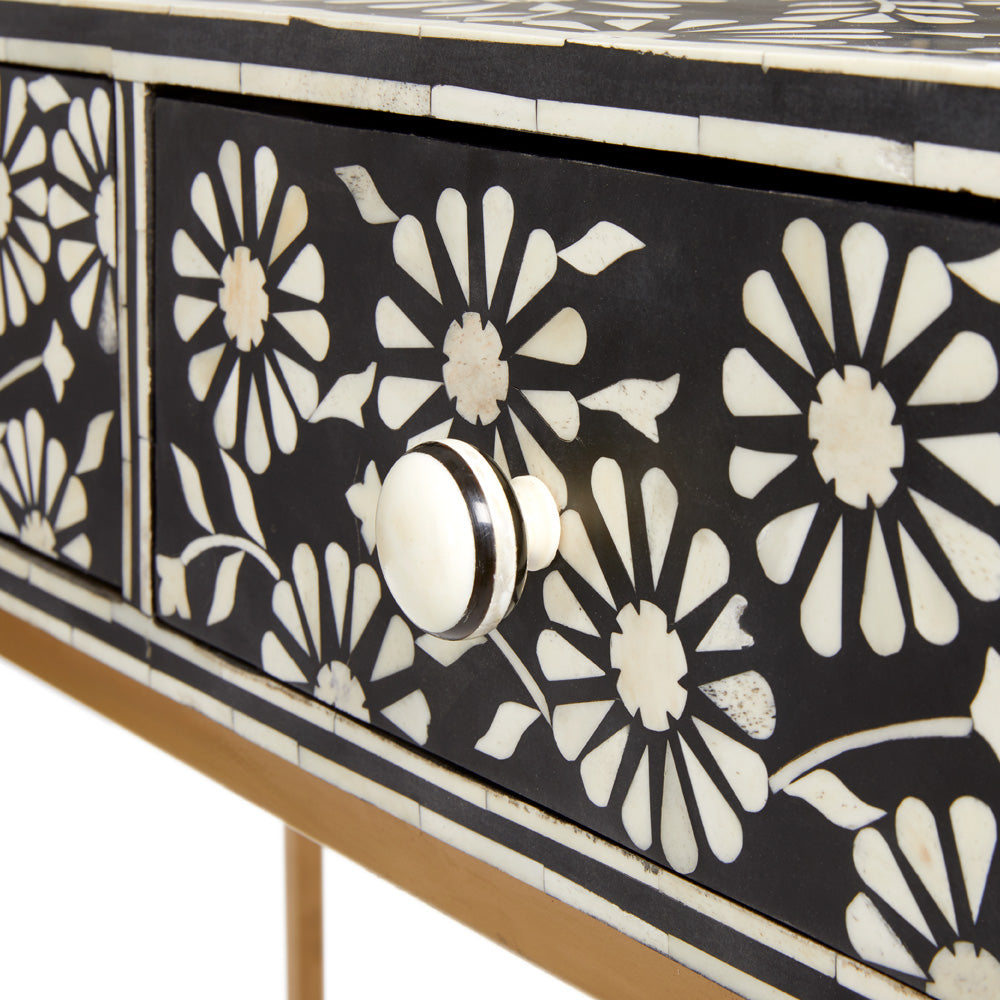 Table console avec incrustation d'os Augustine