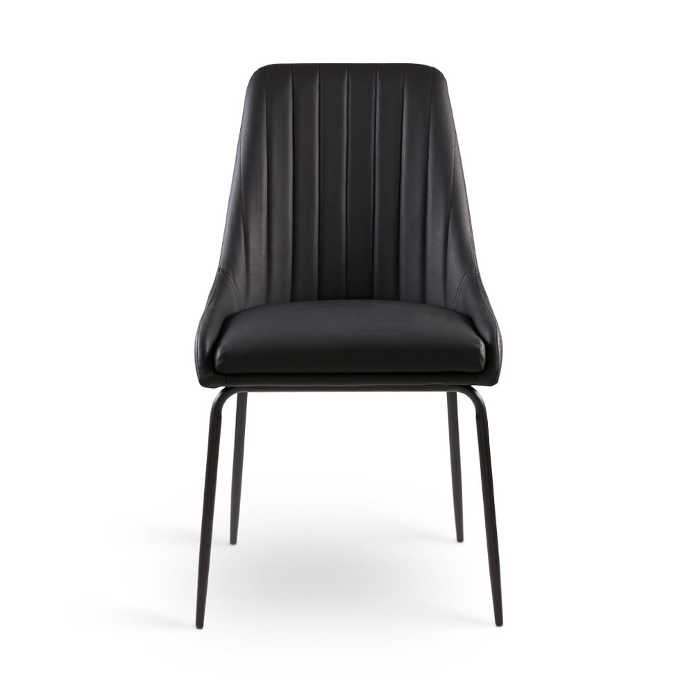 Chaise de salle à manger noire Moira : similicuir noir