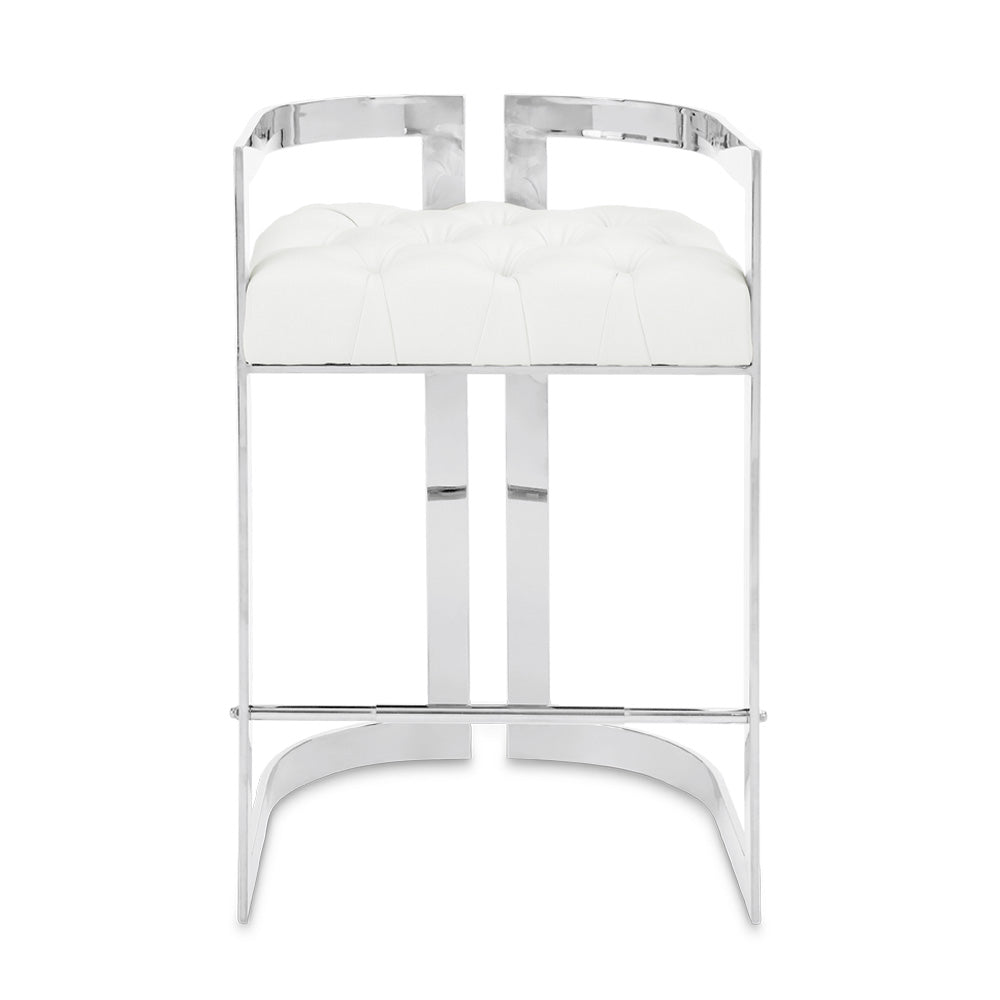 Chaise de comptoir Majestic : similicuir blanc