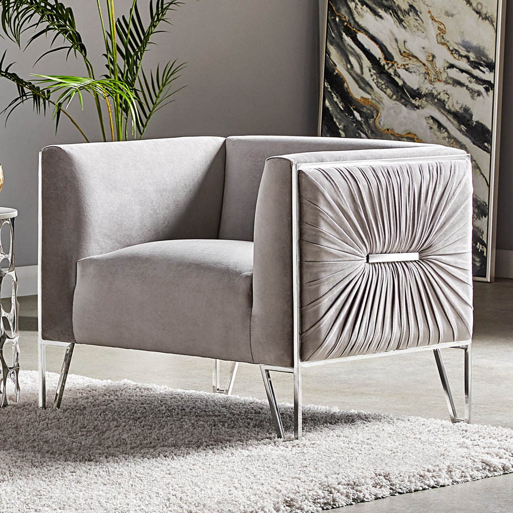 Chaise d'appoint Truro : velours gris