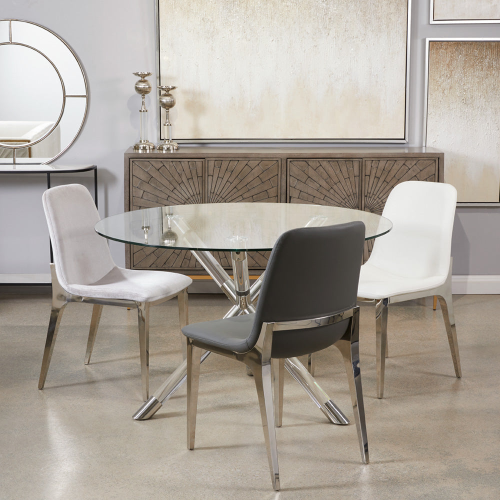 Chaise de salle à manger Minos : similicuir blanc