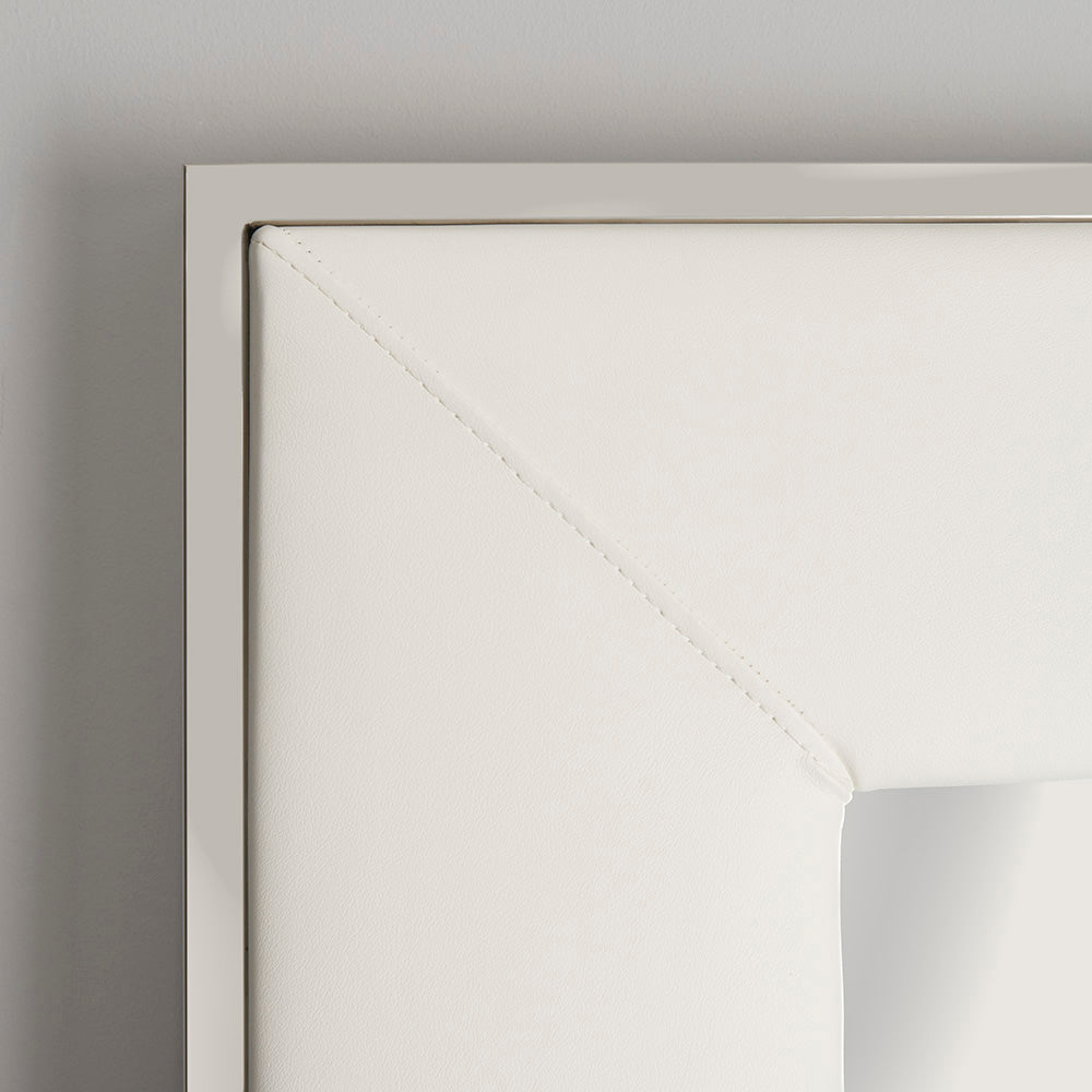 Miroir de sol Elaganza : similicuir blanc