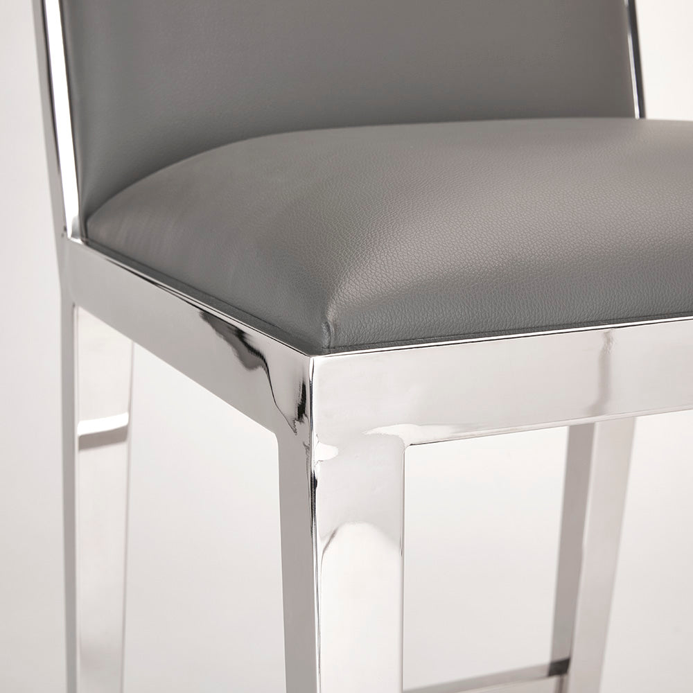 Chaise de comptoir Emario : similicuir gris